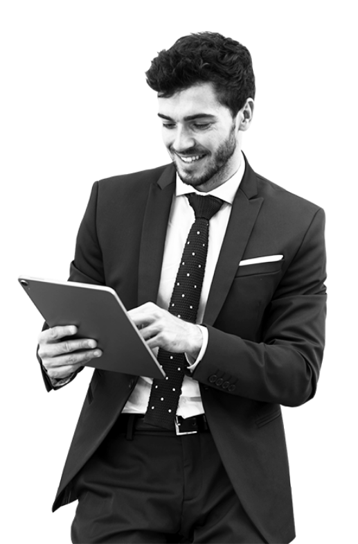 front-view-lawyer-looking-at-his-tablet